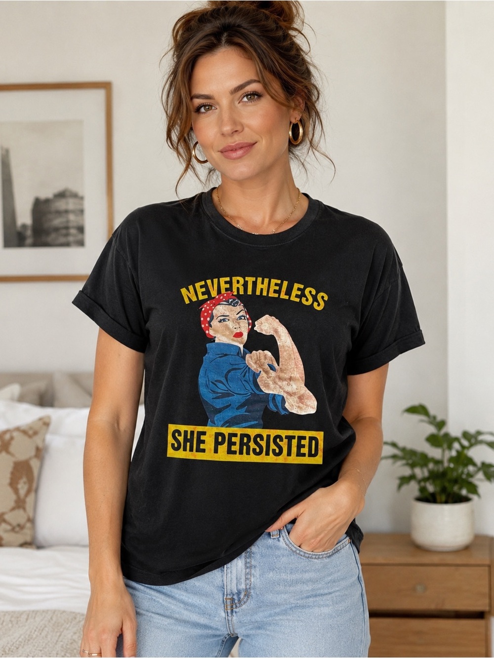 Gildan Black 'Nevertheless She Persisted' Graphic Tee